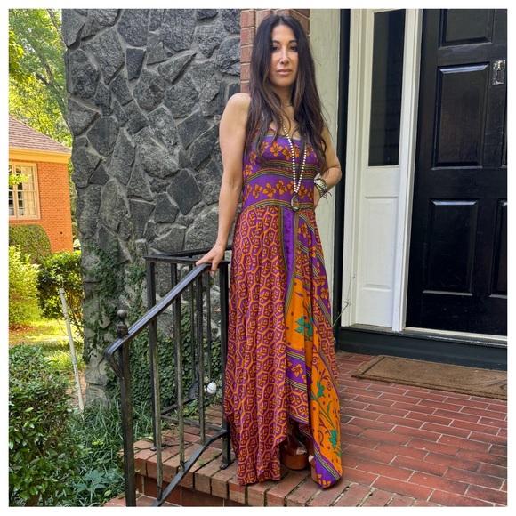 03 Beautiful Silk Blend One of a Kind Sleeveless Maxi Dress - Picture 5 of 8